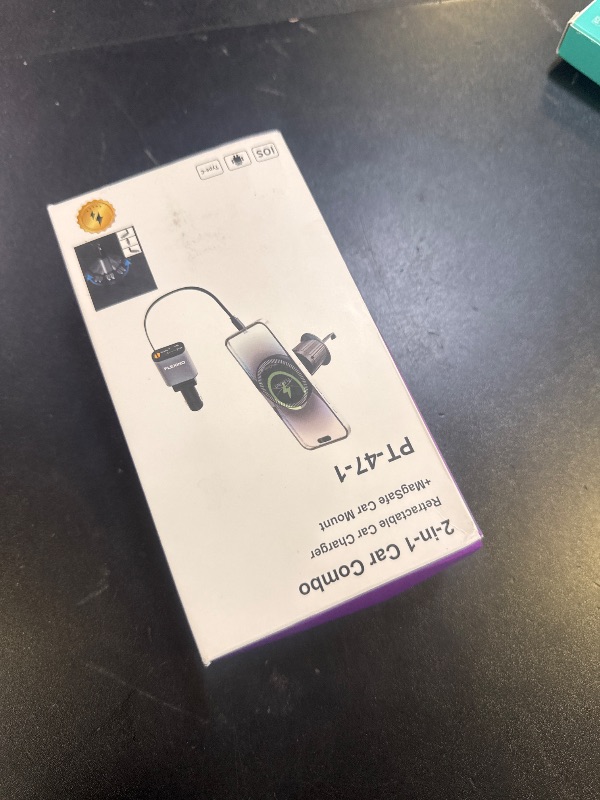 Photo 1 of ?2-in-1 Car Combo? Flexino Retractable Car Charger for iPhone 16, 57W Fast Charging Car Charger USB C, Magnetic Phone Holder for MagSafe Car Mount,?360°? Cell Phone Holder for iPhone 16/15/14/13/12