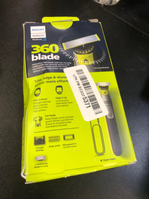 Photo 1 of Philips Norelco OneBlade 360 Hybrid Face + Body, Electric Beard Trimmer, Shaver and Body Groomer, with 360 Blade Technology, 1x 360 Blade for Face, 5in1 Adjustable Comb, 1x Body Kit, Model QP2834/70