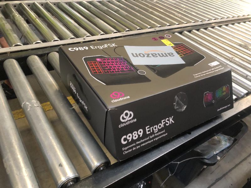 Photo 1 of Cloud Nine C989M Ergonomic Mechanical Keyboard for PC - Kailh Tactile Brown Switches - RGB Light Up LED Backlit with USB - Ergo Split Key Board with Macro