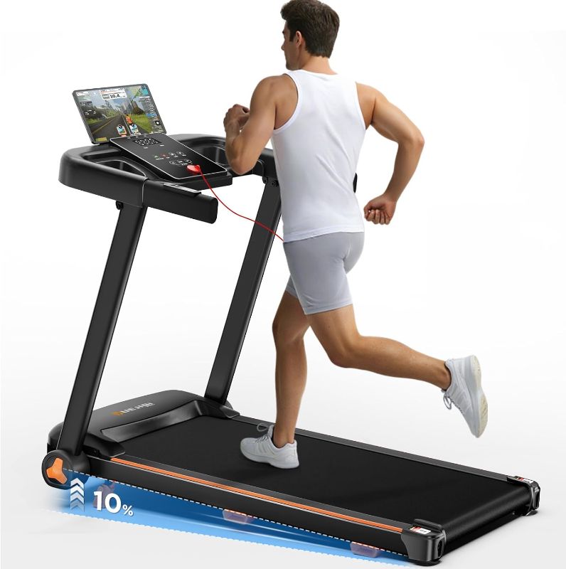 Photo 1 of -FACTORY SEALED- Treadmills for Home, 3.0HP Quiet Brushless Foldable Treadmill with Incline, Small Space Portable Running Walking Machine, 300 Lbs Capacity with Bluetooth APP & Pulse Monitor
