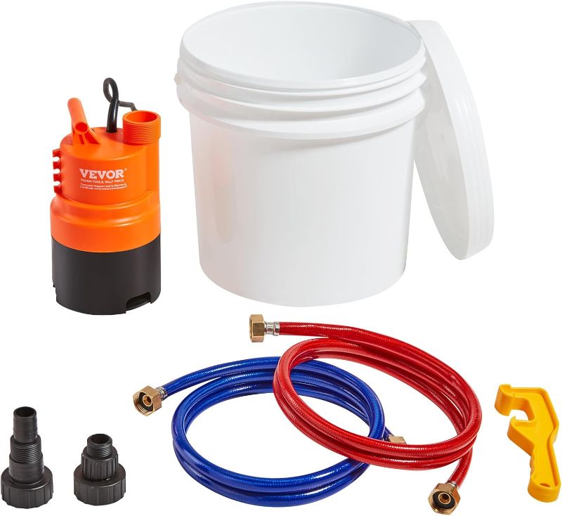 Photo 1 of VEVOR Tankless Water Heater Flushing Kit, Includes Efficient Pump & 3.7 Gallon Pail & 2 Hoses, Wrench and Adapter for Quick Install, Easy to Start Water Heater Flush Descale Kit Anti-corrosion
