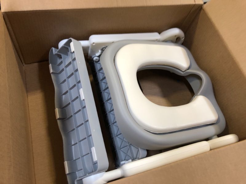 Photo 1 of bebeleh Musical & Sound Toddler Potty Training Seat w/Step Stool Ladder - Collapsible & Adjustable Toilet, Pre Assembled Toddler Toilet Seat w/Music & Sounds - Splash Guard & Anti-Slip Steps - Gray