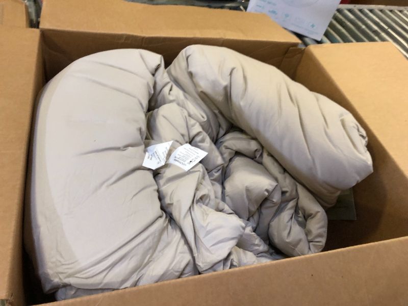 Photo 1 of ROSGONIA Oversized King Comforter Oatmeal, 3pcs(1 Boho Comforter & 2 Pillowcases), Lightweight Oversized King Size Comforter Sets All Season Bedding