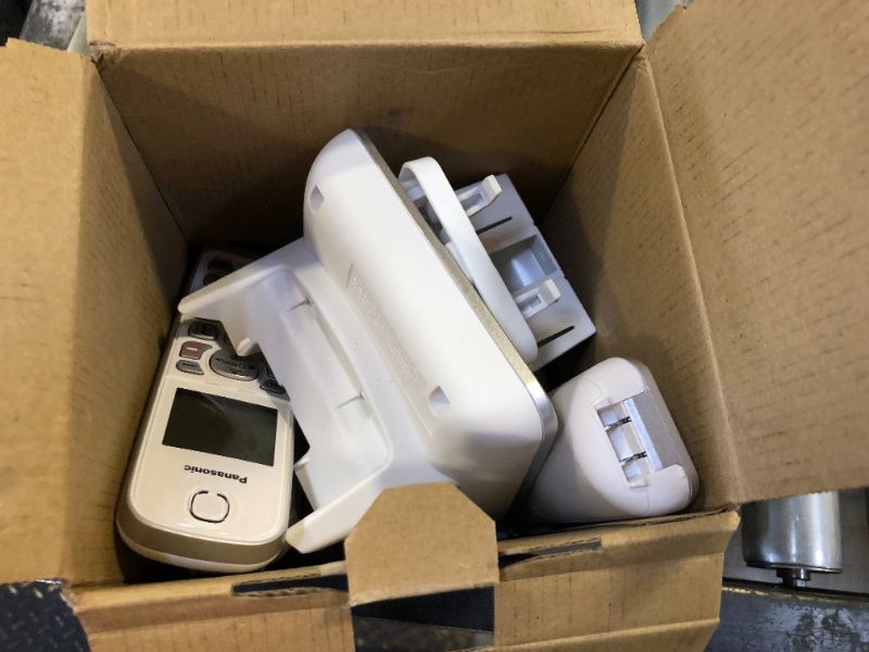 Photo 1 of Panasonic Cordless Phone with Answering Machine, Link2Cell Bluetooth, Voice Assistant and Advanced Call Blocking, Expandable System with 3 Handsets - KX-TGD863W (White)