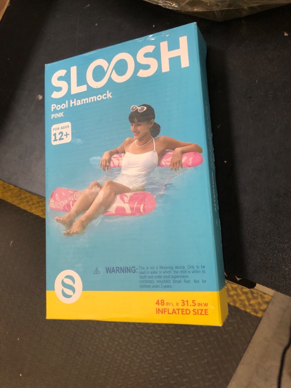 Photo 1 of SLOOSH Hammock Pool Floats Adults, 4-in-1 Multi-Purpose Inflatable Pool Floaties PVC Water Hammock Lounge (Tropical Leaves-Pink)