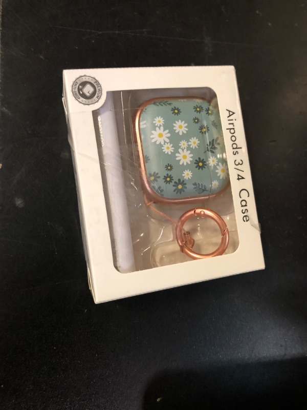 Photo 1 of Inesore with Safety Lock for AirPods 4 Case,Clear Floral Cute AirPod 4th Generation Case for Women Girly with Cleaner Kit and Keychain- Green Daisy Flowers