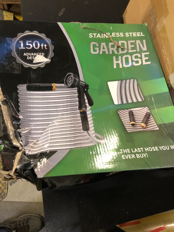 Photo 1 of Amayrose Garden Hose 150 FT with 10-Function Nozzle, Leak-proof Metal Connector Water Hose, No Knots, Kink-Free, Lighter, Anti-Pets, Wear-Resistant, 3/4 GHT, Metal Hose for Garden, Yard, Outdoor