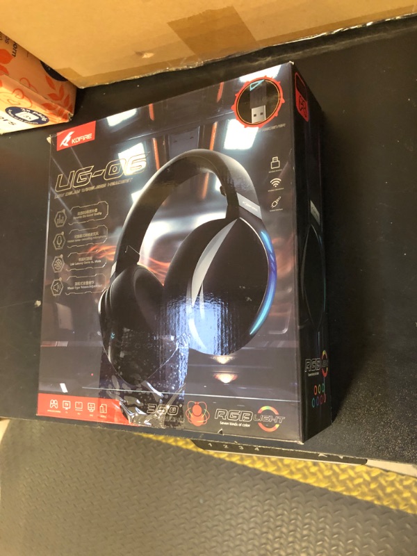Photo 1 of KOFIRE UG-06 Wireless Gaming Headset, 2.4GHz Bluetooth Gaming Headphones with Noise Cancelling Microphone, 3D Stereo Sound, 65Hr Battery Life Headset for PS5, PS4, PC, Switch, Mac, RGB Light, Black