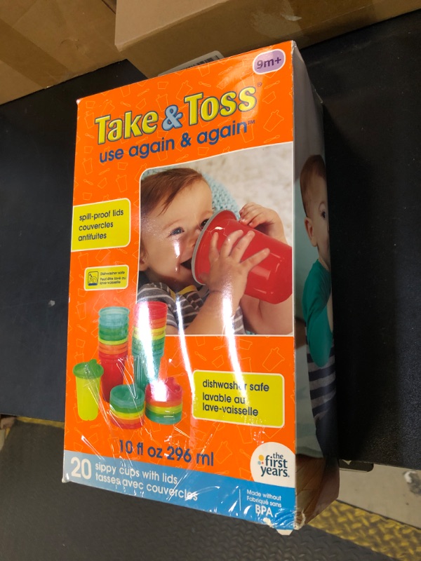 Photo 1 of The First Years Take & Toss Spill Proof Sippy Cups - Rainbow Party Pack - Reusable Toddler Cups - Kids Cups and Snap On Lids for Ages 9 Months and Up - 20 Count