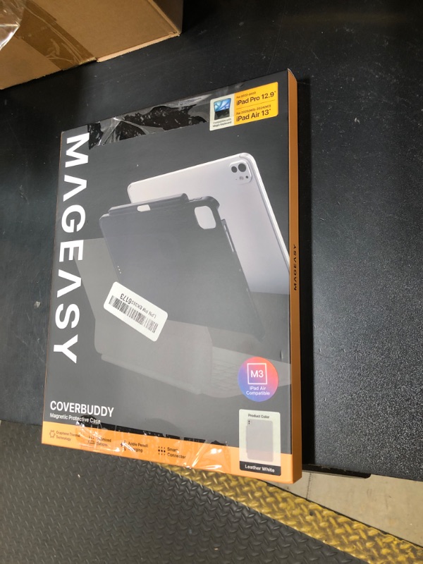 Photo 1 of MAGEASY CoverBuddy for M3/M2 iPad Air 13” (2024-2025) - iPad Air Case Compatible with Magic Keyboard, Enhanced Thickness & Heat Dissipation, with Pencil Holder - White (5.0 Leather)