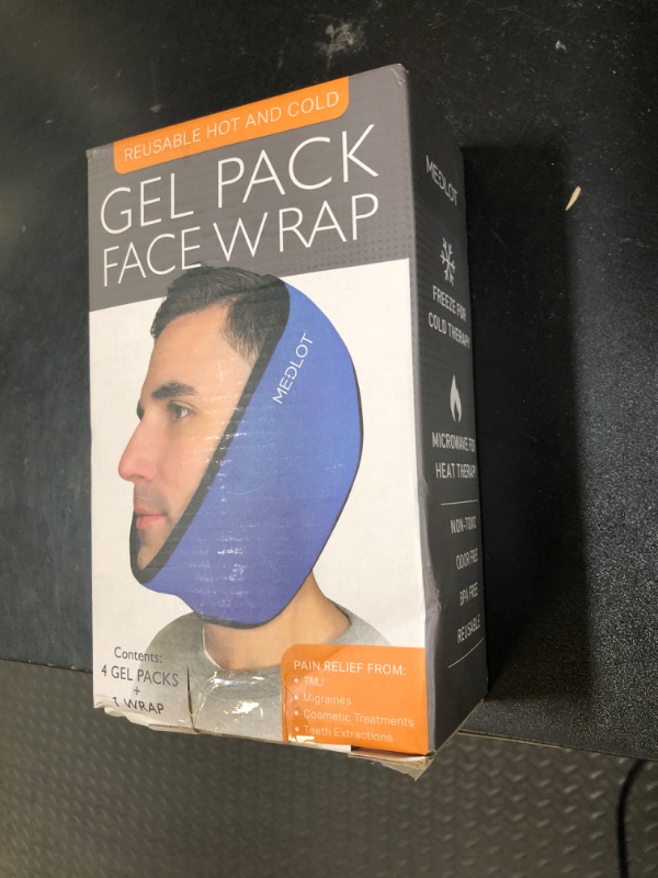 Photo 1 of LotFancy Face Ice Pack Wrap for TMJ, Wisdom Teeth, with 4 Reusable Hot Cold Therapy Gel Packs, Pain Relief for Head, Oral and Facial Surgery, Dental Implants, Blue