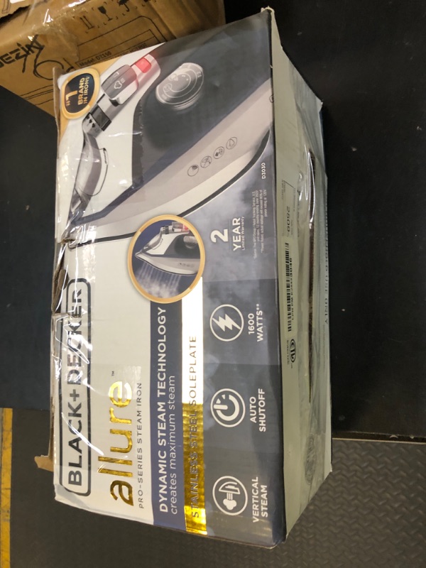 Photo 1 of BLACK+DECKER Allure Professional Steam Iron, 30% More Steam, Precision Tip, Stainless Steel Soleplate, Vertical Steam Function