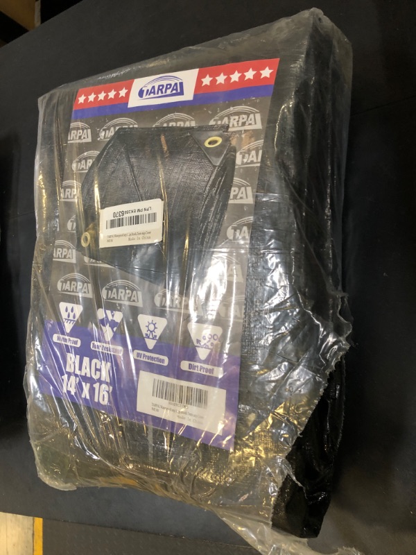 Photo 1 of TARPAL 14x16ft tarp 14mil Black tarps Heavy Duty tarp Large Tarps?Water and UV Protection,for Outdoor Furniture Covers Waterproof,Awnings,Roofs,Tents,Pool Cover,Shade Cloth for Garden