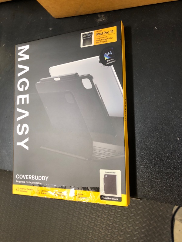 Photo 1 of MAGEASY CoverBuddy for M4 iPad Pro 11" (2024) - iPad Pro Case Compatible with Magic Keyboard for iPad Pro (M4), Enhanced Thickness & Heat Dissipation - New Black (Leather 5.05)