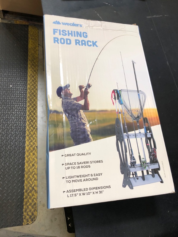 Photo 1 of Wealers Vertical Rod Holders - Fishing Gear Holder for Garage Organization & Camper storage - Floor Fishing Rack & Tool Storage Holds 16 Poles & Fishing Accessories - Ideal Gifts for Men