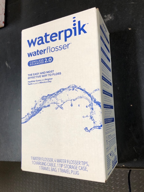 Photo 1 of Waterpik Cordless Advanced 2.0 Water Flosser For Teeth, Gums, Braces, Dental Care With Travel Bag and 4 Tips, ADA Accepted, Rechargeable, Portable, and Waterproof, White WP-580, Packaging May Vary
