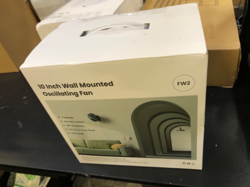 Photo 1 of 10 Inch Wall Mount Oscillating Fan with Remote and Timer, Small Bedroom RV Fan with 4 Speeds, Quiet Operation,90°Oscillation, Adjustable Tilt,5.92 ft Wire, Cooling Bathroom Wall Mounted Fans