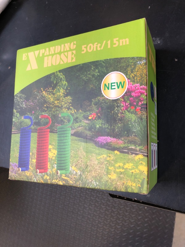 Photo 1 of 50 ft Expandable Garden Hose with 10 Spray Nozzle - 4 -Layer Latex Core - Heavy Duty Superior Strength 3750D - 50ft Expanding Water Hose - Extra Strong Brass Connectors/Storage Bag