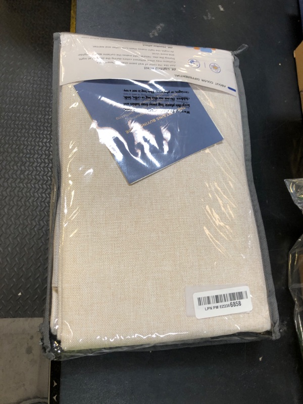 Photo 1 of 100% Blackout Shield Linen Blackout Curtains for Bedroom 84 Inches Long, Back Tab/Rod Pocket Living Room Drapes, Thermal Insulated Blackout Curtains 2 Panels Set, 50" W x 84" L, Cream