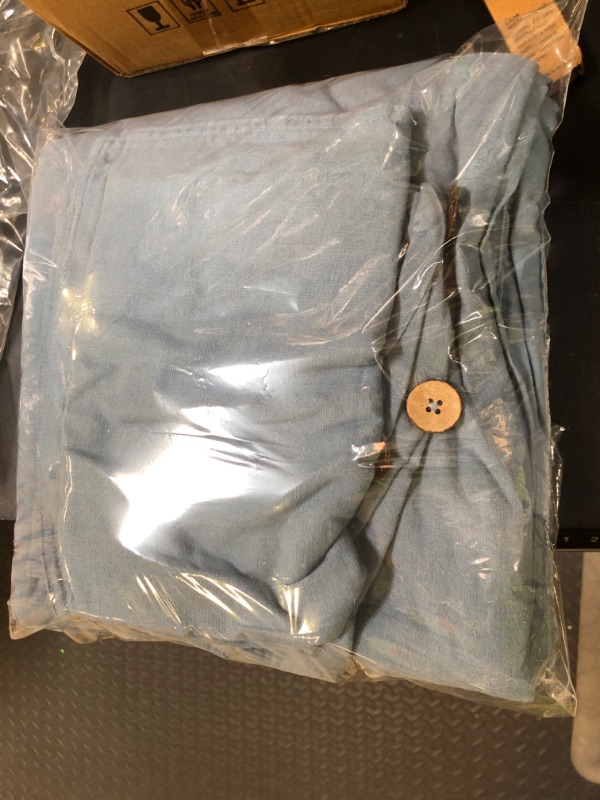 Photo 1 of Bedsure 100% Washed Cotton Duvet Cover Queen Size - Dusty Blue Minimalist Cotton Bedding Linen Like for All Seasons - GentleSoft™ Plain Simple Duvet Cover, 3 Pieces (Dusty Blue, Queen, 90"x90")