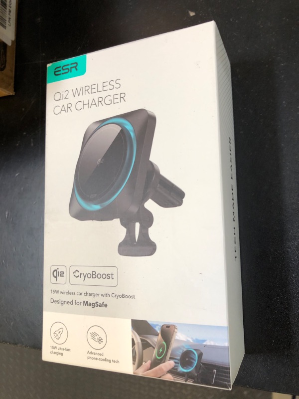 Photo 1 of ESR for Qi2 15W MagSafe Car Mount Charger with CryoBoost, Phone Cooling MagSafe Car Charger, Air Vent/Dashboard Wireless Charging for iPhone 16/15/14/13/12, Galaxy S25 Series, Fast Charger, Black