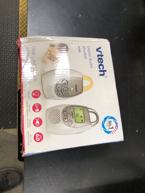 Photo 1 of VTech Communications DM221 Audio Baby Monitor with up to 1,000 ft of Range, Vibrating Sound-Alert, Talk Back Intercom & Night Light Loop, White/Silver
