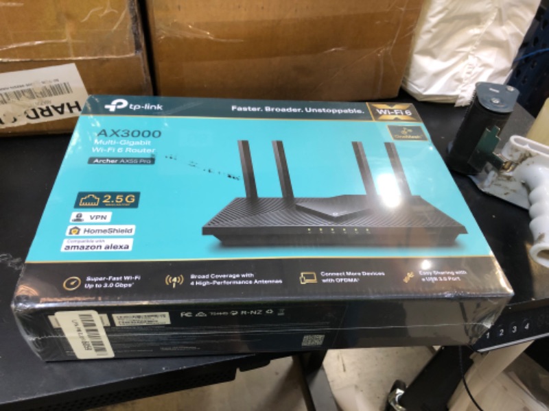 Photo 1 of TP-Link AX3000 WiFi 6 Router (Archer AX55 Pro) - Multi Gigabit Wireless Internet, 2 x 2.5 Gbps Ports, Dual Band, VPN Router, OFDMA, MU-MIMO, USB 3.0 Port, WPA3, Compatible with Alexa