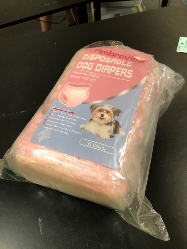Photo 1 of Ambreview Disposable Dog Diapers Female, Just Pull It Up, Doggie Diapers for Female Dogs, Strong Absorbency | Leak Proof, for Dogs in Heat | Elderly | Disabled, S 30 PCS