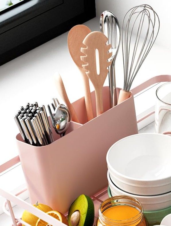Photo 1 of Kitsure Cutlery Holder, Home and Appartment Decor, 12''W x 15.5''L, Pink