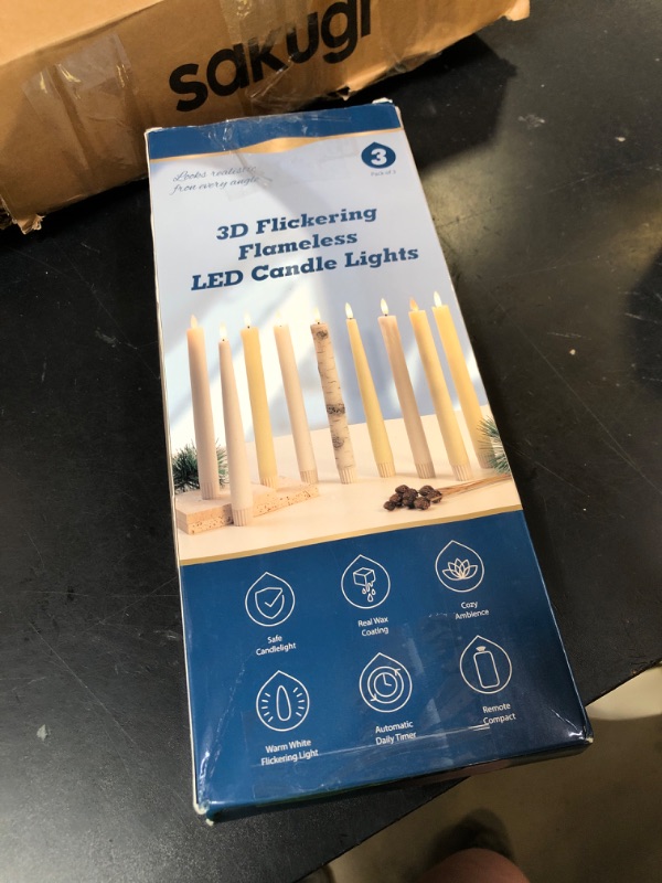 Photo 1 of Flameless Taper Candles with 3D Wick, 9.6" Real Wax LED Candles with Remote and Timer, 3 Pack Flickering Candlesticks Battery Operated, Classic Tall Taper Candles for Home, Wedding, Party, Ivory