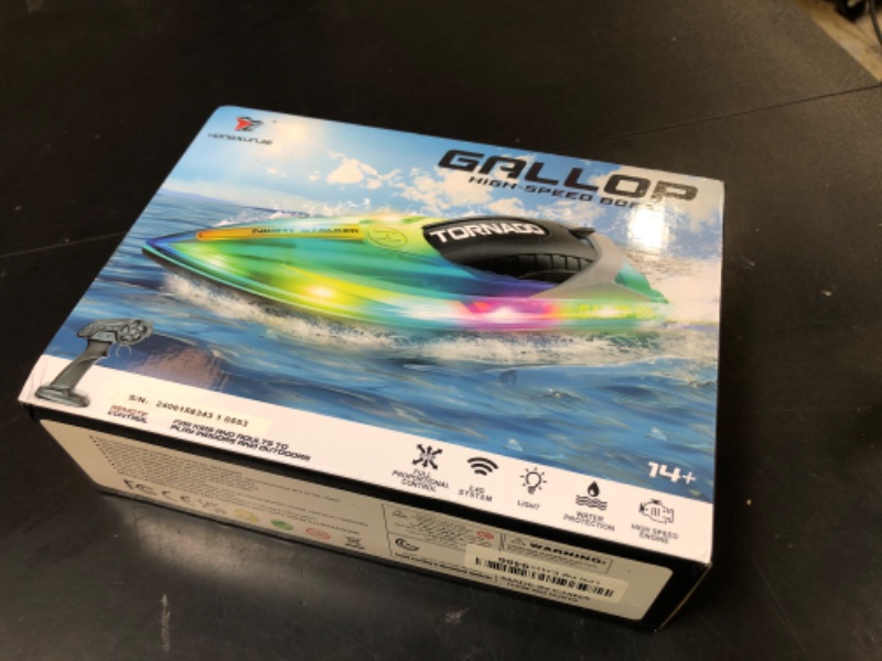 Photo 1 of VEVOR RC Boat for Kids, Remote Control Boat for Pools & Lakes, Racing Boat with LED Light & 2 Rechargeable Batteries, Whole Body Waterproof, Water Play Toy Gift for Adults Boys & Girls