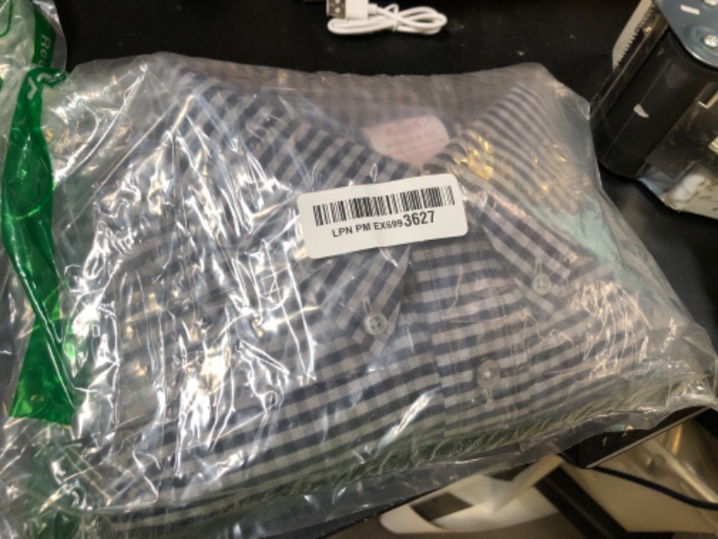 Photo 1 of Brooks Brothers Men's Non-Iron Stretch Oxford Long Sleeve Sport Shirt, Navy Check