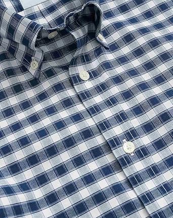 Photo 1 of Brooks Brothers Men's Non-Iron Stretch Oxford Long Sleeve Sport Shirt, Navy Check