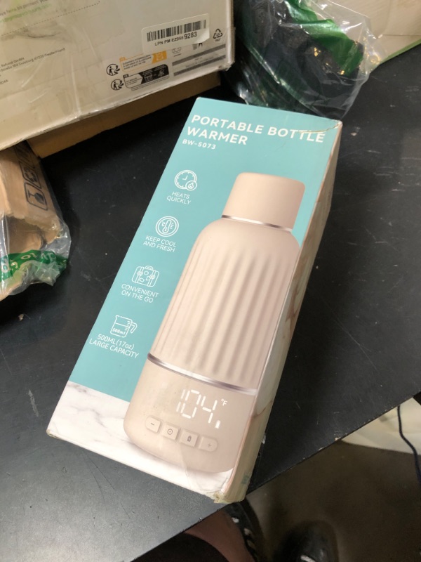 Photo 1 of Portable Bottle Warmer for Travel, 2.5 Min Fast Heating for Breast Milk and Formula, Portable Milk Warmer with 10400mAh Long Battery, 17oz Large Capacity, Fast Charging Baby Bottle Warmer