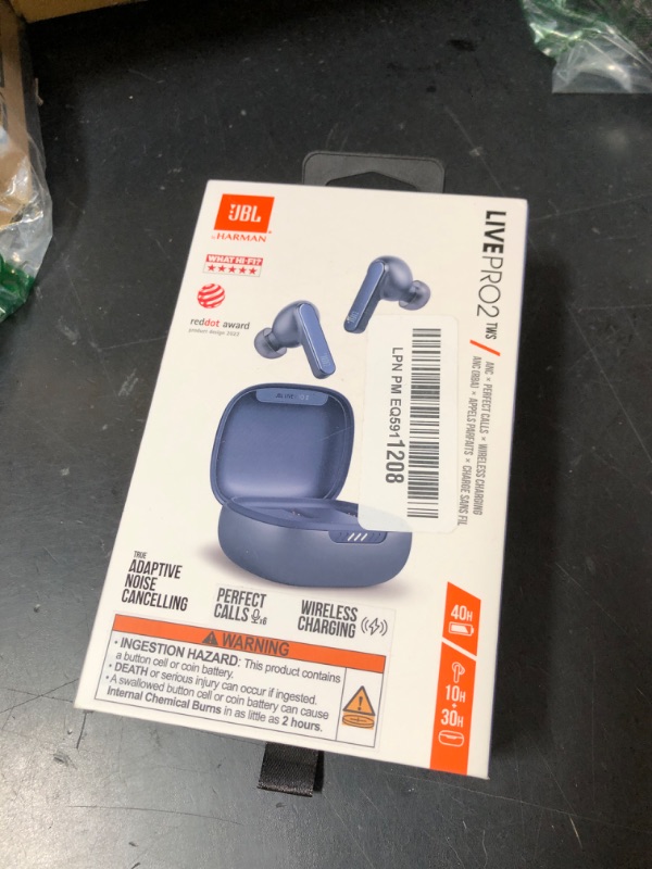 Photo 1 of JBL Live Pro 2 - True Wireless Noise Cancelling Earbuds, up to 40 Hours of Playback with Wireless Charging, 6 mics for Perfect Calls, Touch & Voice Control, IPX5 Water Resistant (Blue)