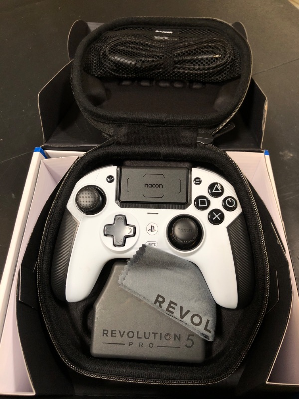Photo 1 of NACON Revolution 5 Pro Officially Licensed PlayStation Wireless Gaming Controller for PS5 / PS4 / PC - Hall Effect, Trigger Stops, Mappable Buttons, Bluetooth Audio - White