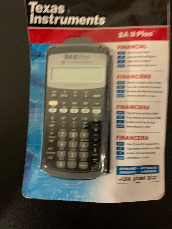 Photo 1 of Texas Instruments BAII Plus Financial Calculator, Black