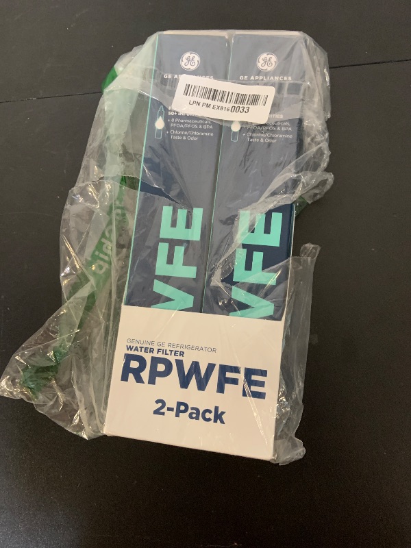 Photo 1 of GE RPWFE Refrigerator Water Filter, Genuine Replacement Filter, Certified to Reduce Lead, Sulfur, and 50+ Other Impurities, Replace Every 6 Months for Best Results, Pack of 2
