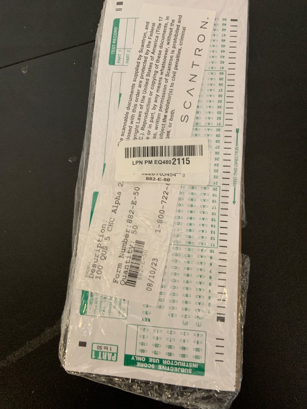 Photo 1 of Official Scantron Brand 882-E Answer Sheet (50 Pack)