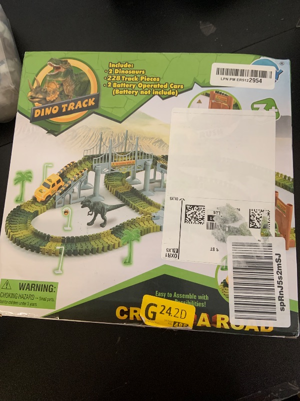 Photo 1 of Dinosaur Tracks, 271 PCS Create A Dinosaur World Road Race for Kids Boys Toys Flexible Train Tracks Set with 2 Cool Race Cars and 2 Dinosaur Toys for Age 3 4 5 6 7 8 Year & Up Old Boy Girls Best Gift