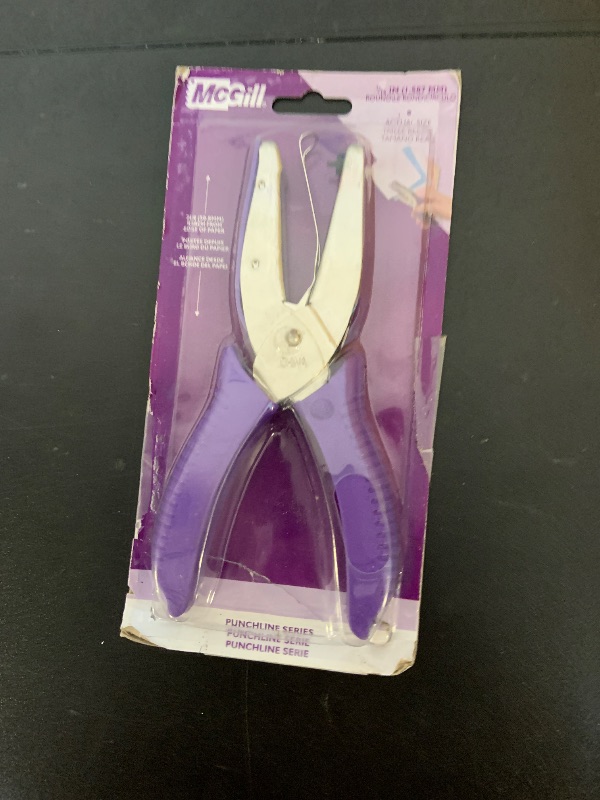 Photo 1 of MCGILLS 53200 1/16-Inch Round Hand Punch with 2-Inch Reach, Purple, 0.75 H x 6.5 L x 3.25 W