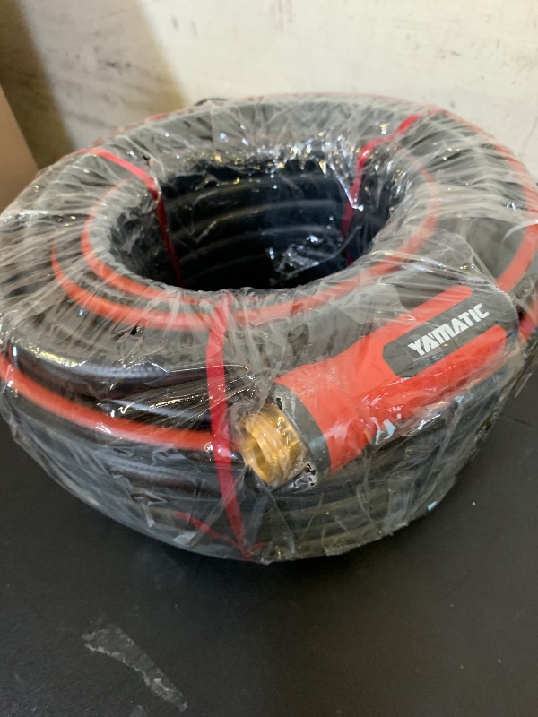 Photo 1 of YAMATIC Heavy Duty Garden Hose 75FT x 5/8", Flexible Water Hose with 360° Swivel Handle, 3/4" Brass Male to Female Connectors, Leak-Resistant for All-Weather Outdoor Use
