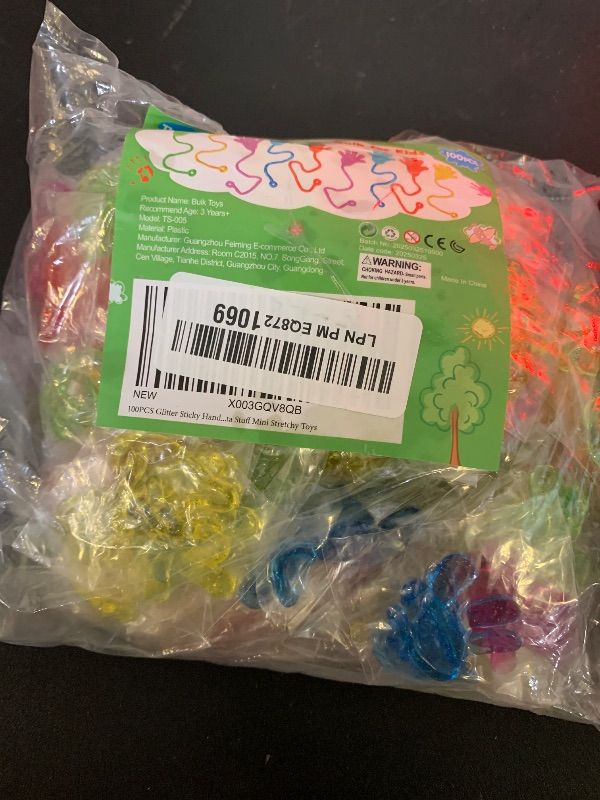 Photo 1 of 100PCS Glitter Sticky Hands Party Favors for Kids 4-8 8-12 Birthday Supplies Halloween Goodie Bag Stuffers Classroom Treasure Box Carnival Prizes Bulk Treat Trinkets Pinata Stuff Mini Stretchy Toys