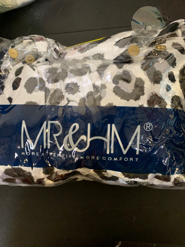 Photo 1 of MR&HM Satin Sheets with Elastic Corner Straps, Queen Size Sheets Set, 4 Pcs Silky Bedding Set with 15 Inches Deep Pocket for Mattress (Queen, White Leopard)