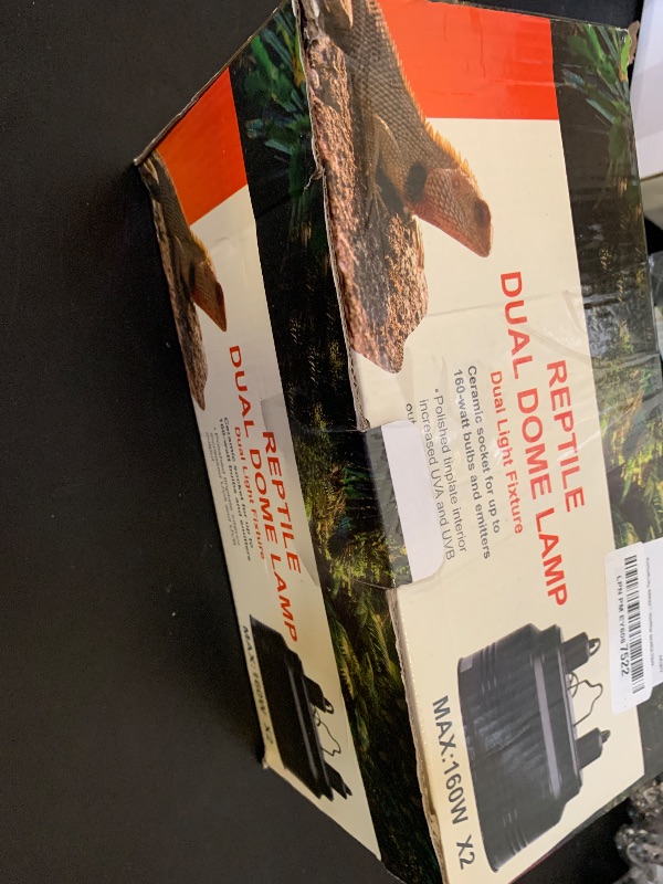 Photo 1 of MECESOR Dual Reptile Lamp Fixture with Independent Switches, UVB & Basking Bulb Holder for Glass Terrarium Habitat - Heat Light Fixture for Bearded Dragons, Turtles, Snakes & Lizards