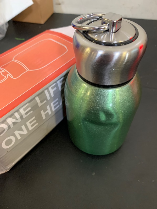 Photo 1 of Gets Mini 9 oz Stainless Steel Water Bottle, 280ML Vacuum Insulated Water Bottle Leak Proof Sport Tumbler Cup Hot and Cold Water Bottle (Green)