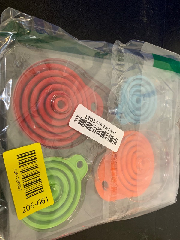 Photo 1 of KongNai Kitchen Funnel Set 4 Pack, Small and Large, Kitchen Gadgets Accessories Foldable Silicone Collapsible Funnels for Filling Water Bottle Liquid Transfer Food Grade