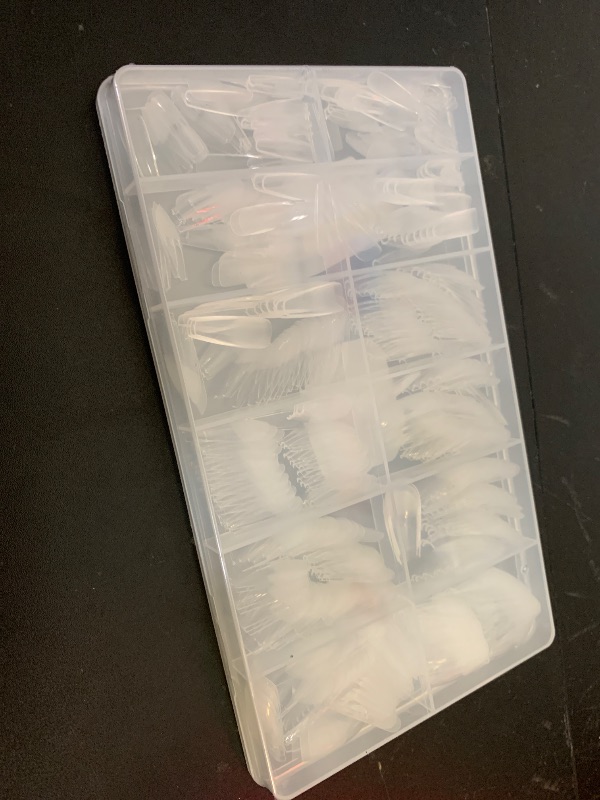 Photo 1 of Medium Coffin Gel Nail Tips, 504pcs Soft Gel Pre-Shaped Acrylic Fake Nails, Half Matte Full Cover Clear Press on Flase Nail Tips for Extension Nail Manicure Home DIY 12 Sizes Gelly Tips