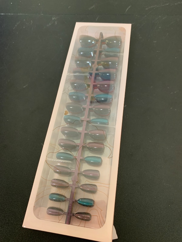 Photo 1 of Misssix Cat Eye Press On Nails, 150Pcs Almond Cat Eye Nail Tips, Glossy Glitter Soft Gel Stick On Nails, Reusable Fake Nails for Nail Art DIY 15 Sizes