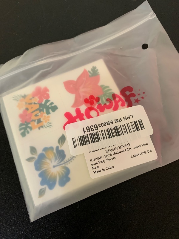 Photo 1 of HOWAF 72PCS Hibiscus Glitter Tattoos Hawaii Flower Temporary Tattoos for Aloha Party Decoration, Summer Flower Face Tattoos, Hibiscus Flowers Fake Tattoos Stickers for Kids Women Hawaiian Party Favors